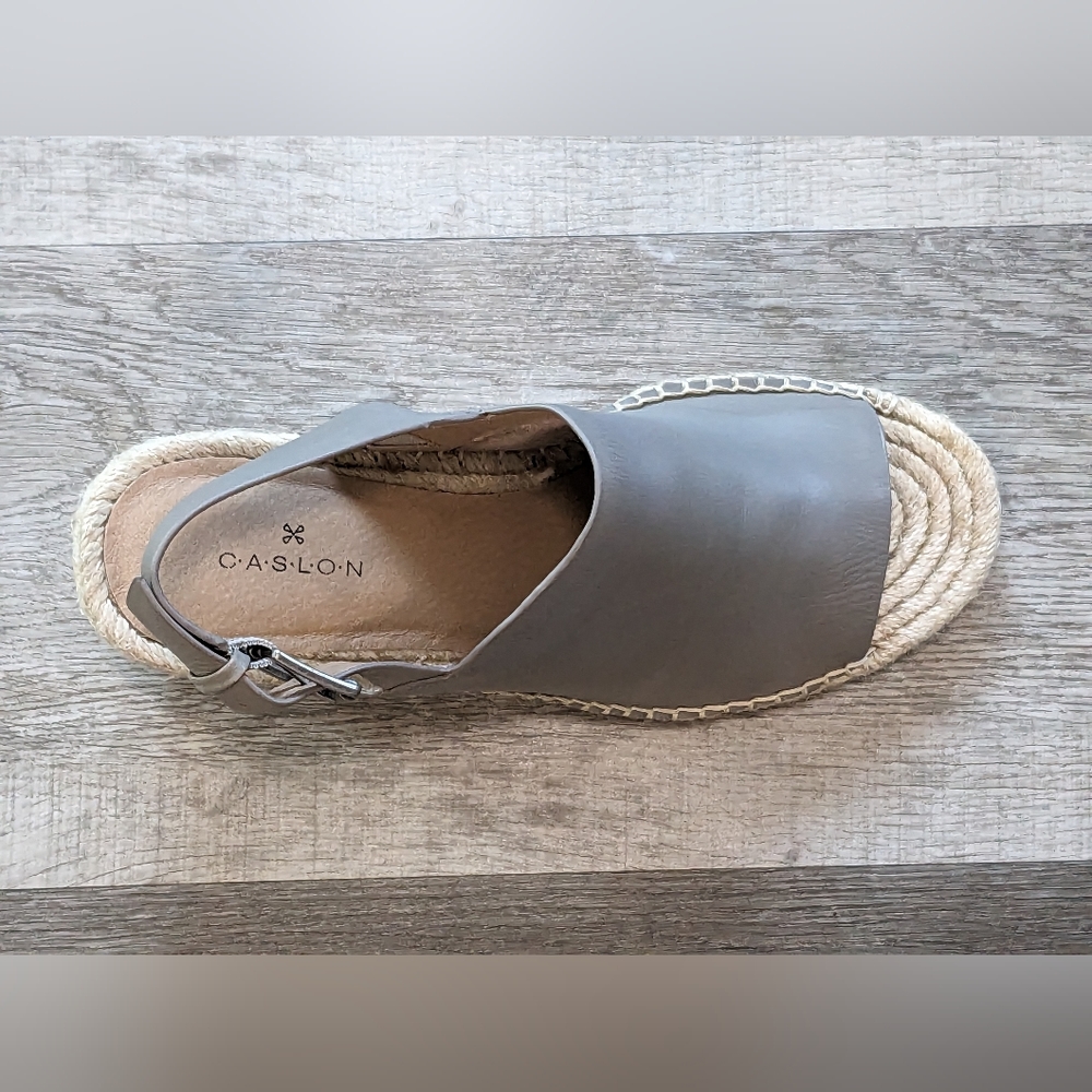 Caslon Sutton Gray Slingback Leather Espadrille Sandal Size 8.5 Like NEW in box - Picture 13 of 15